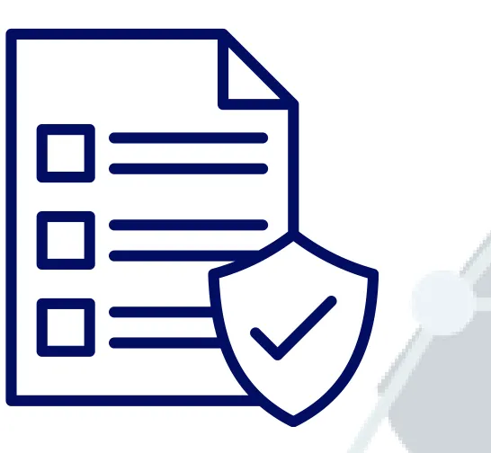 Documento con una lista de verificación y un escudo