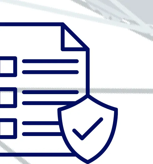 Documento con una lista de verificación y un escudo